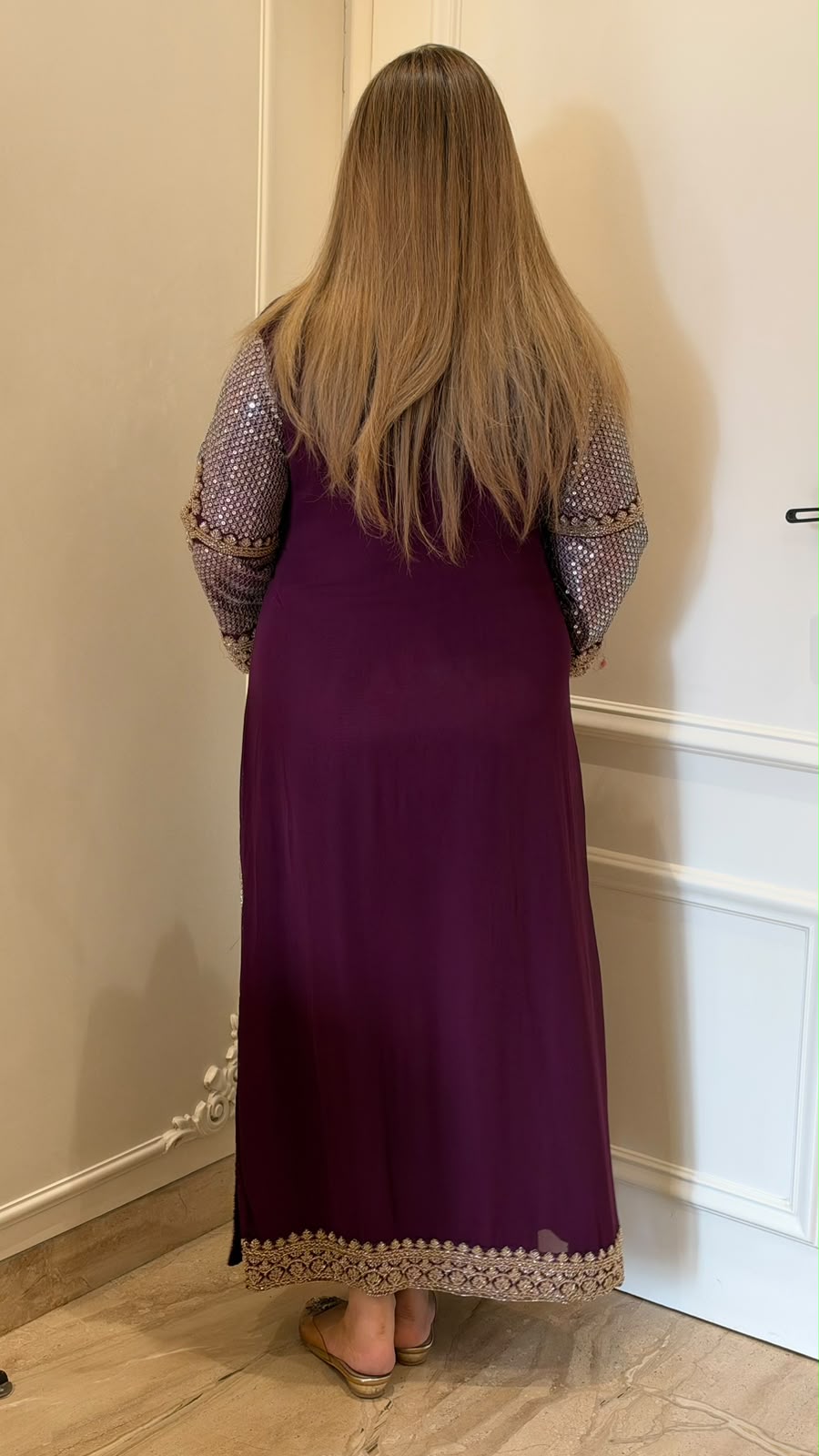 Hridya Sequin Slit-Cut Firaan- Purple