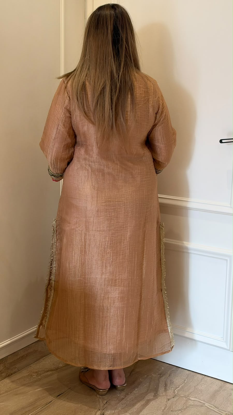 Idhika Salsa Firaan Suit Set- Beige, Pink, Green