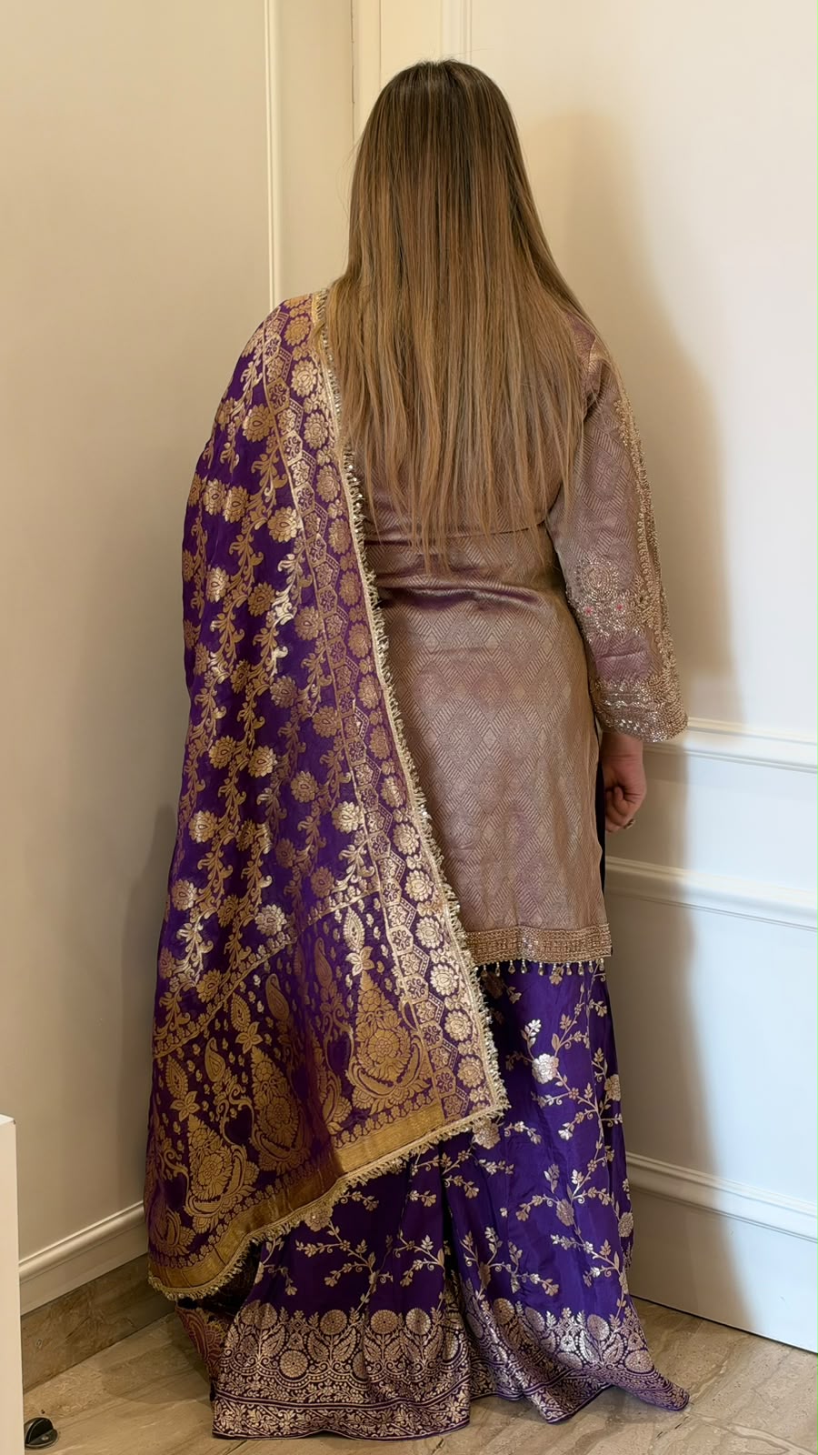 Jui Banarasi Sharara Suit Set- Purple, Red, Yellow