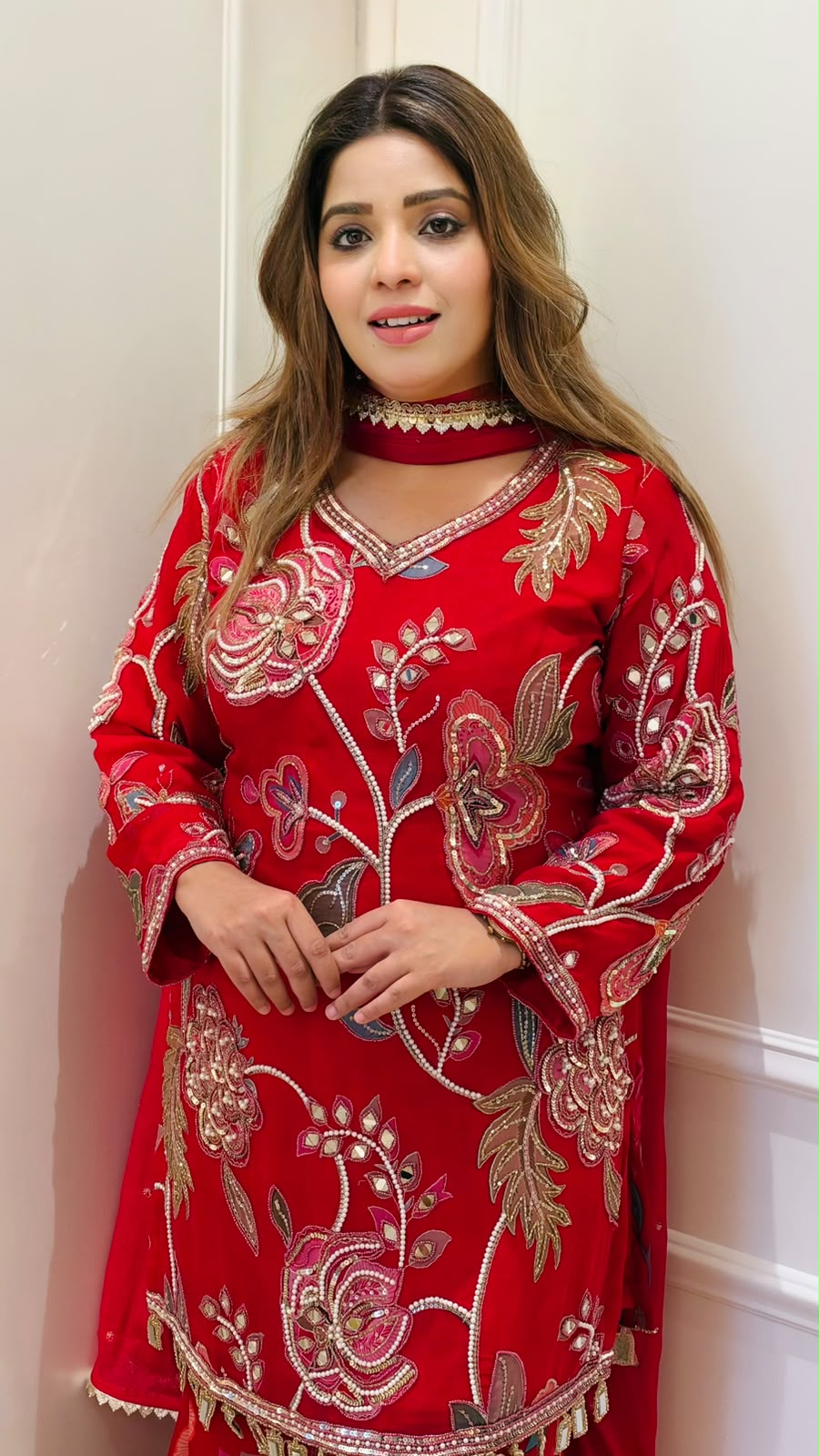 Ketaki Plazo Suit Set- Red