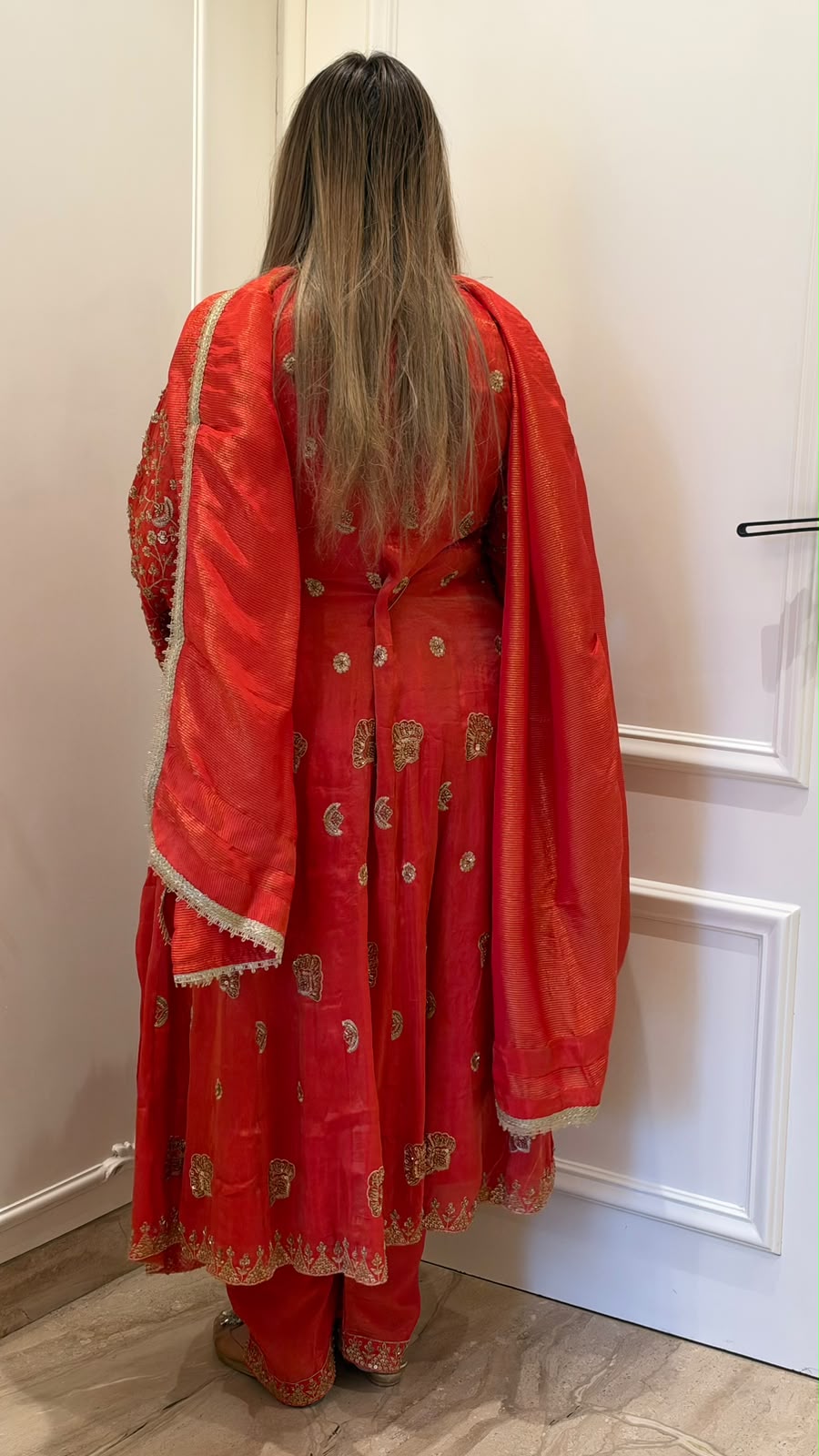 Paridhi Anarkali Suit Set- Orange
