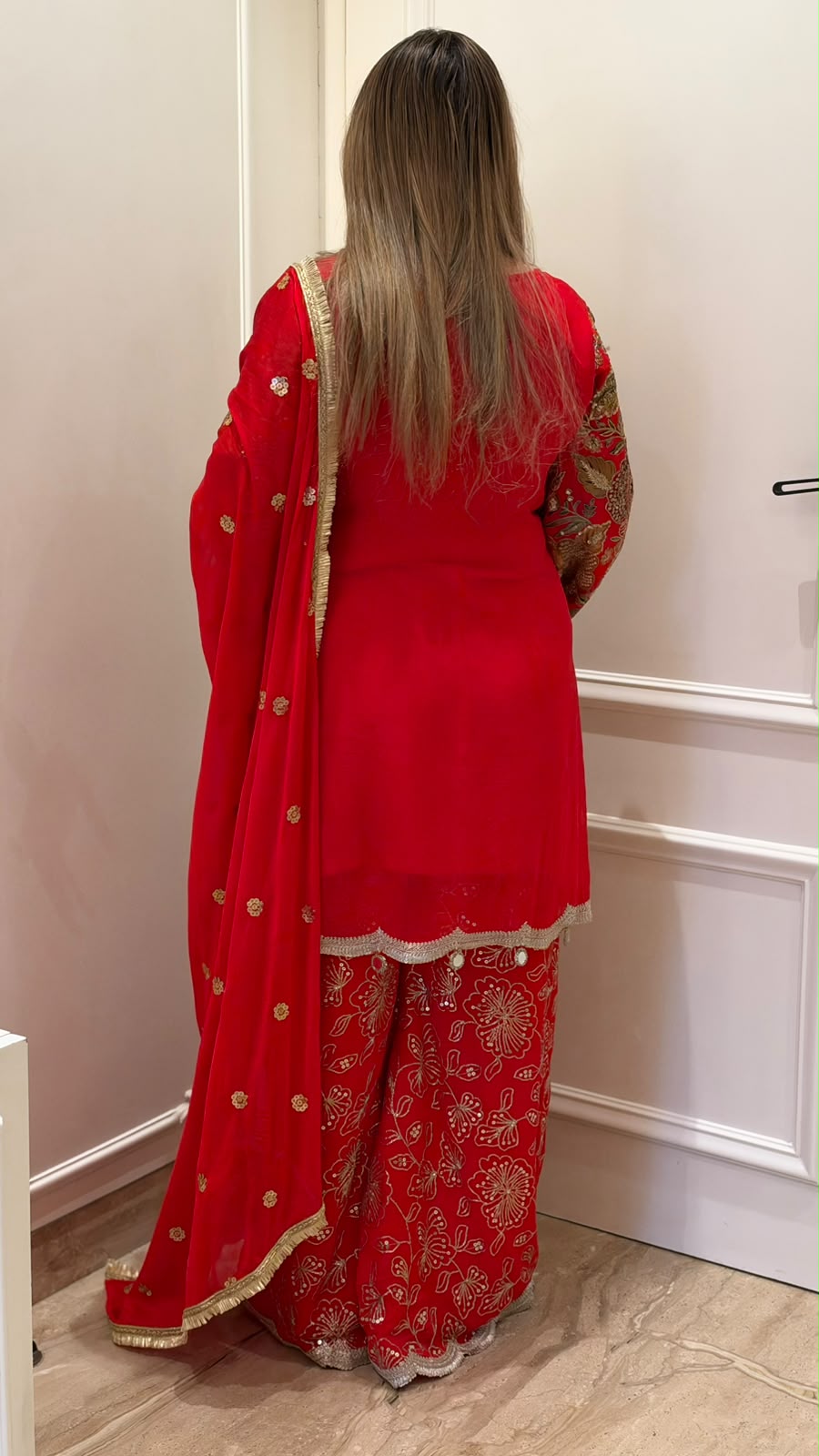 Amulya Plazo Suit Set- Red
