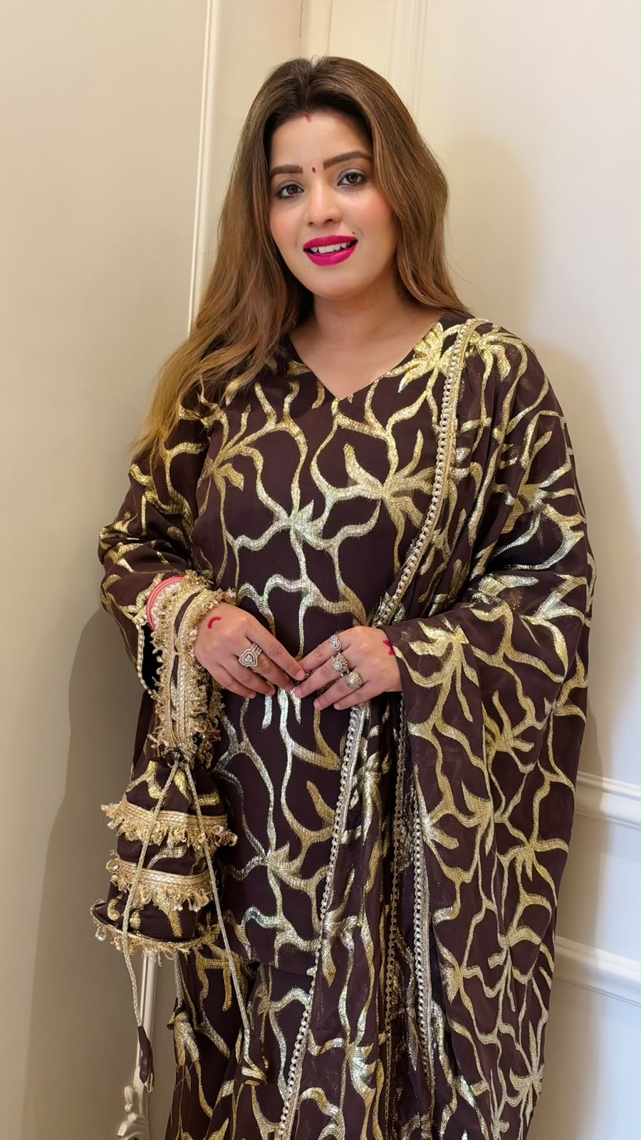 Dhriti Gold Bell-Bottom Suit Set- Gold