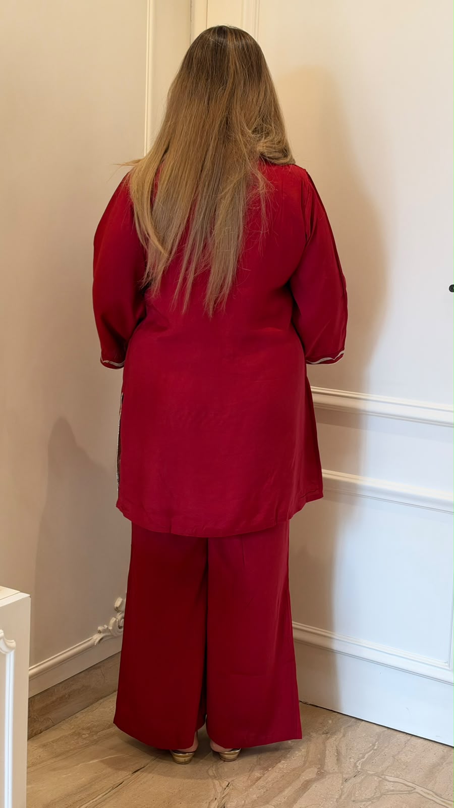 Noorvya Maslin Cord Set- Maroon