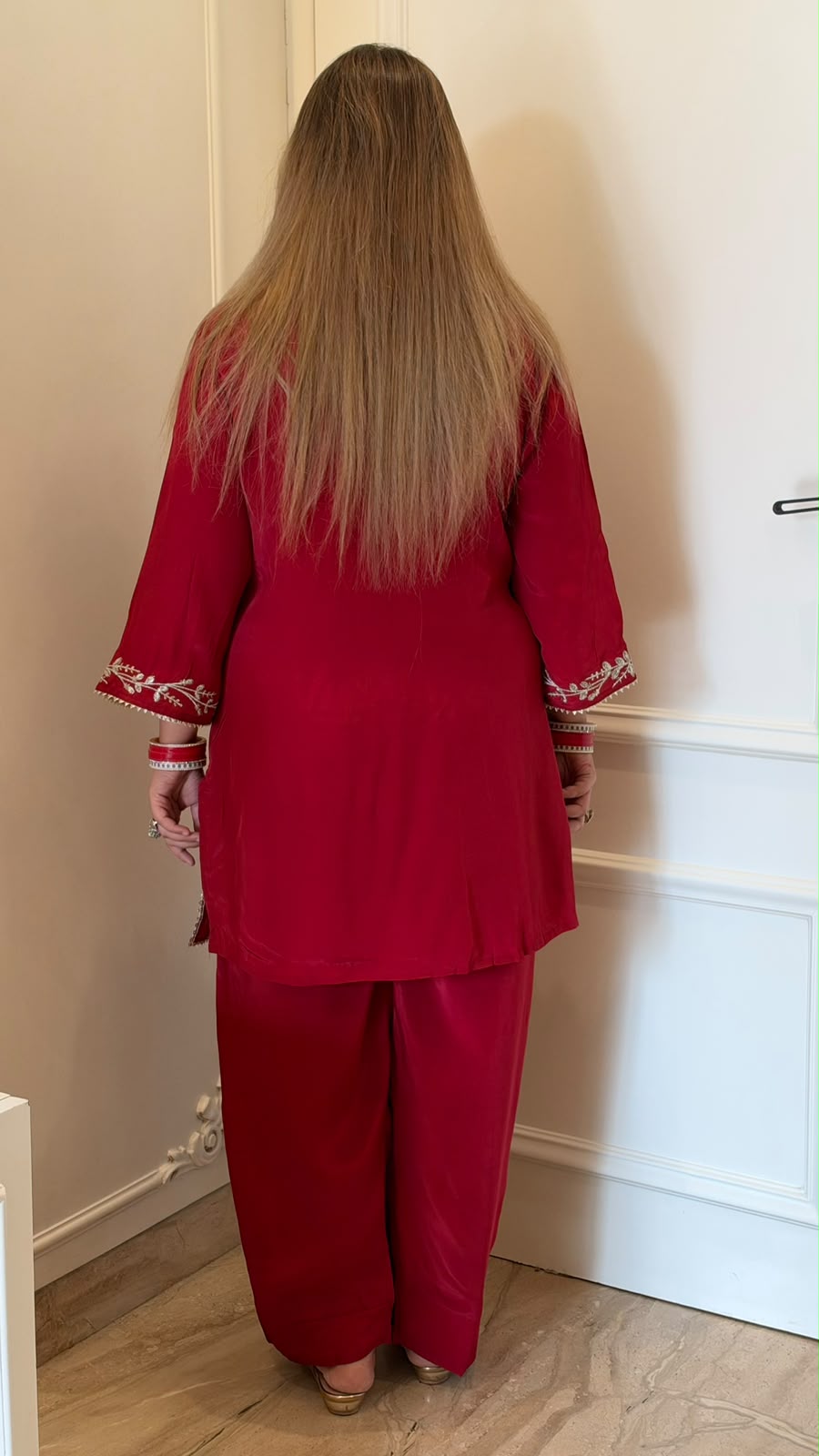 Smera Crepe Cord Set- Red