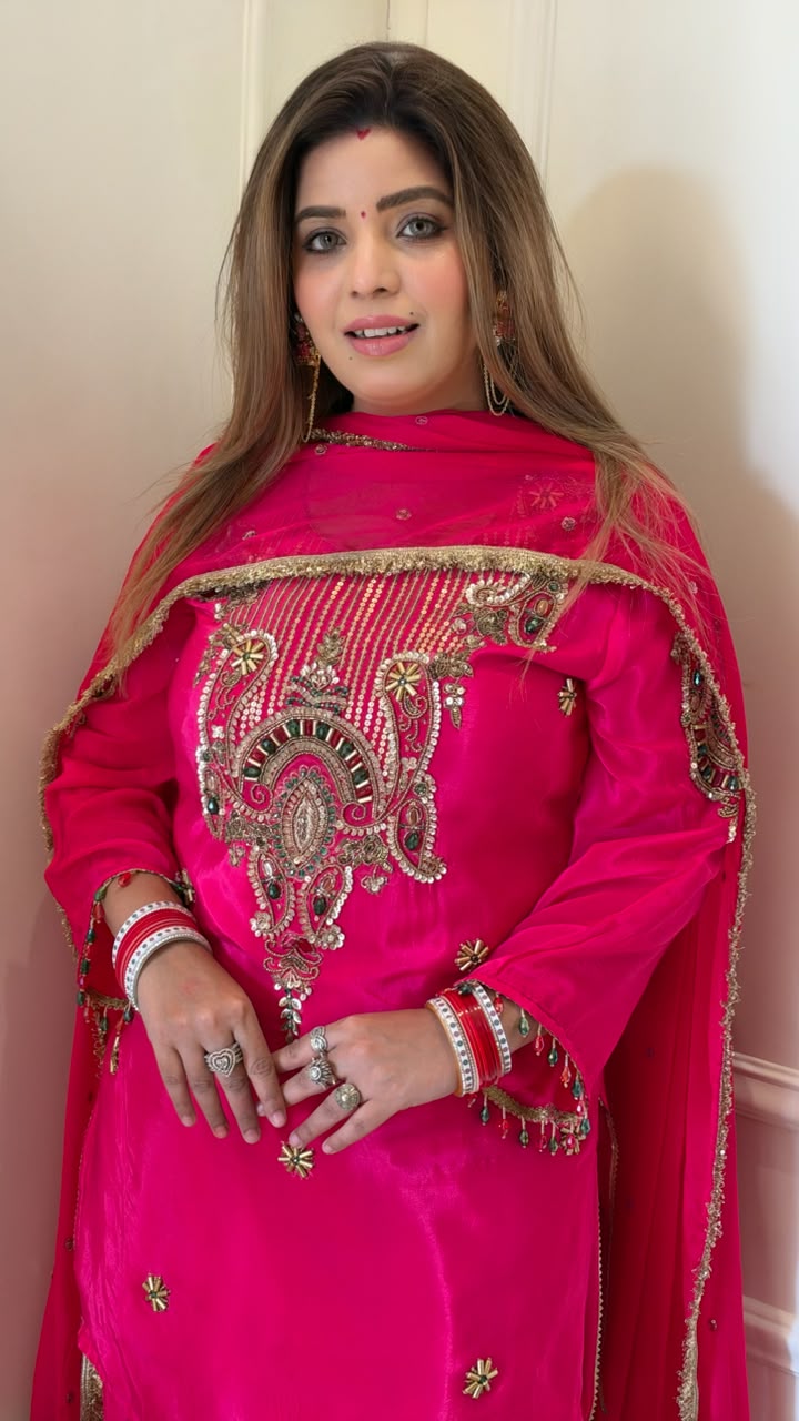 Devina Farshi Royale Suit Set- Purple, Pink