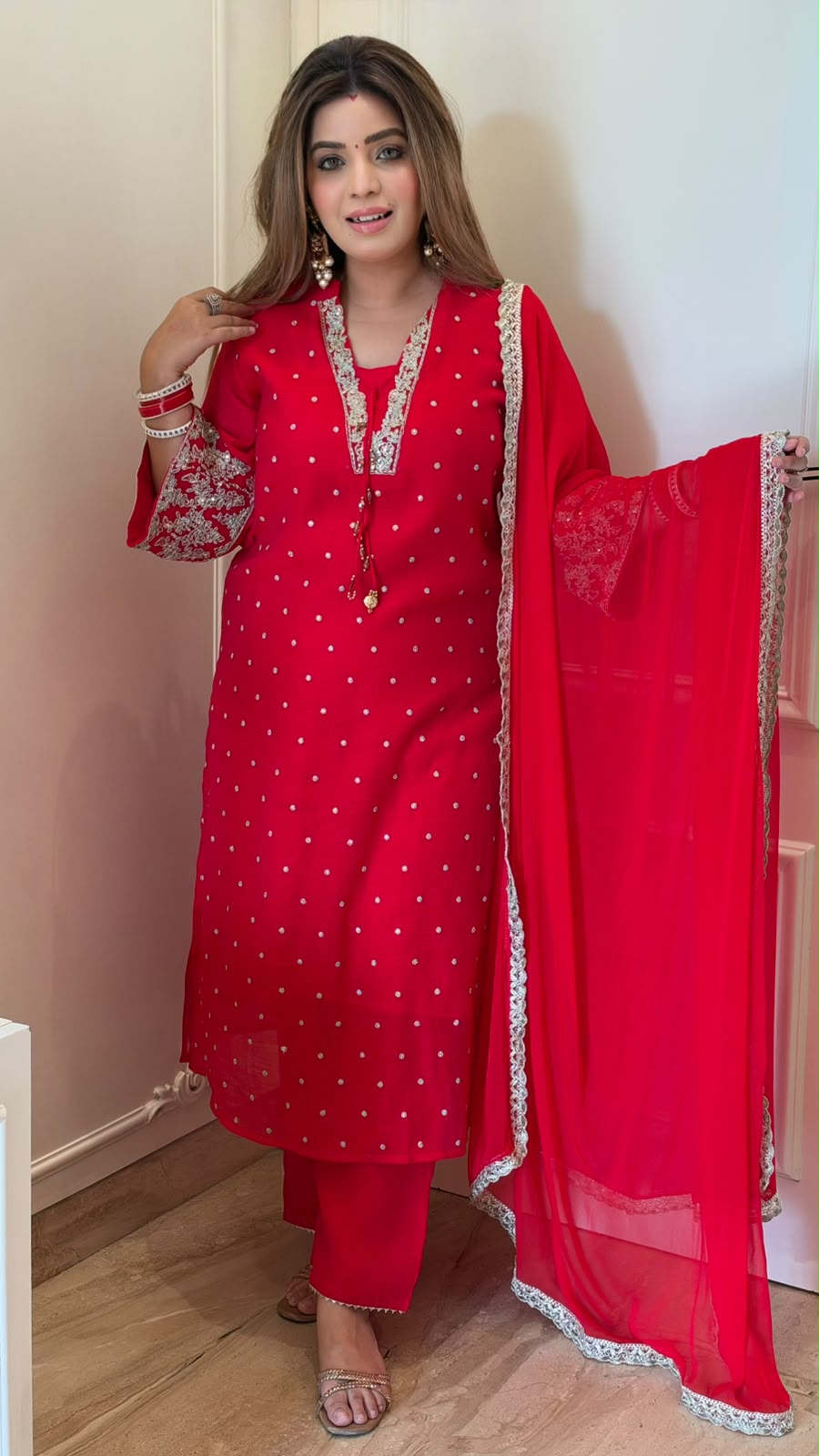 Eshana Chinnon Suit Set- Pink, Purple