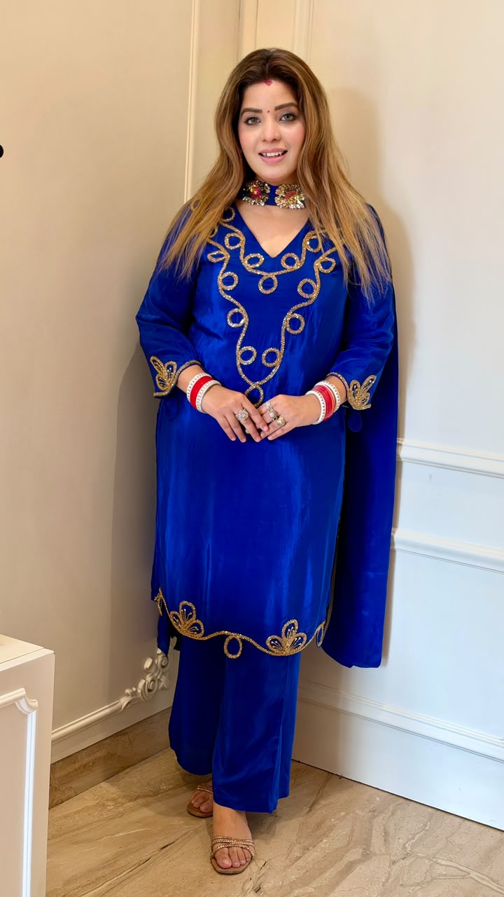 Gaurika Crepe Plazo Suit Set- Pink, Maroon, Red, Blue, Black