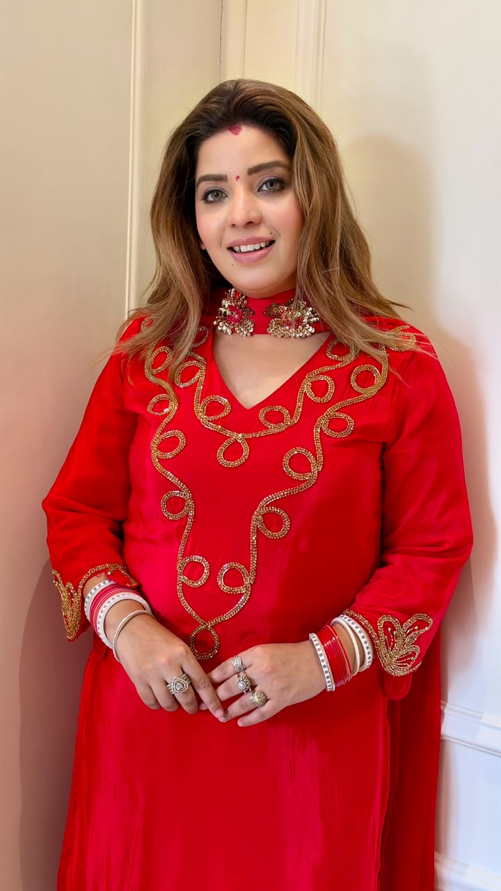 Gaurika Crepe Plazo Suit Set- Pink, Maroon, Red, Blue, Black