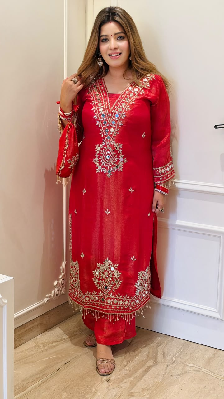Gini Shimmer Firaan Suit Set- Pink