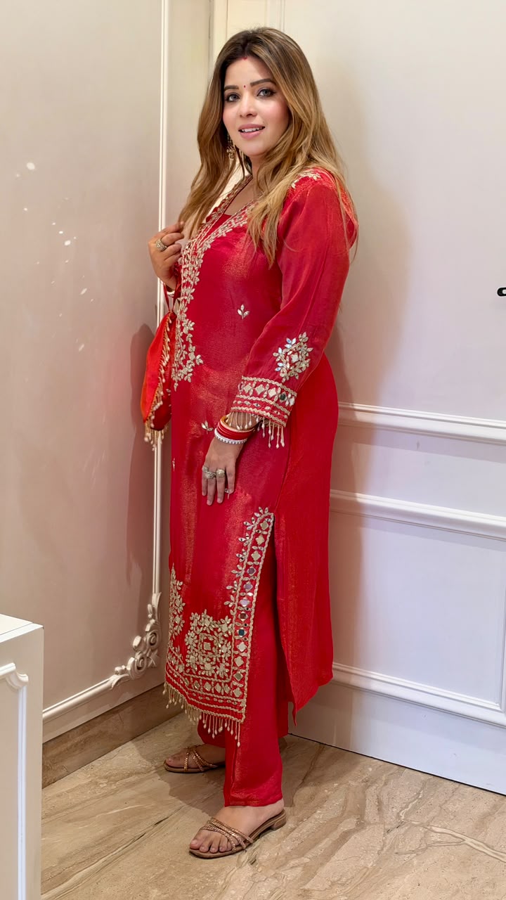 Gini Shimmer Firaan Suit Set- Pink