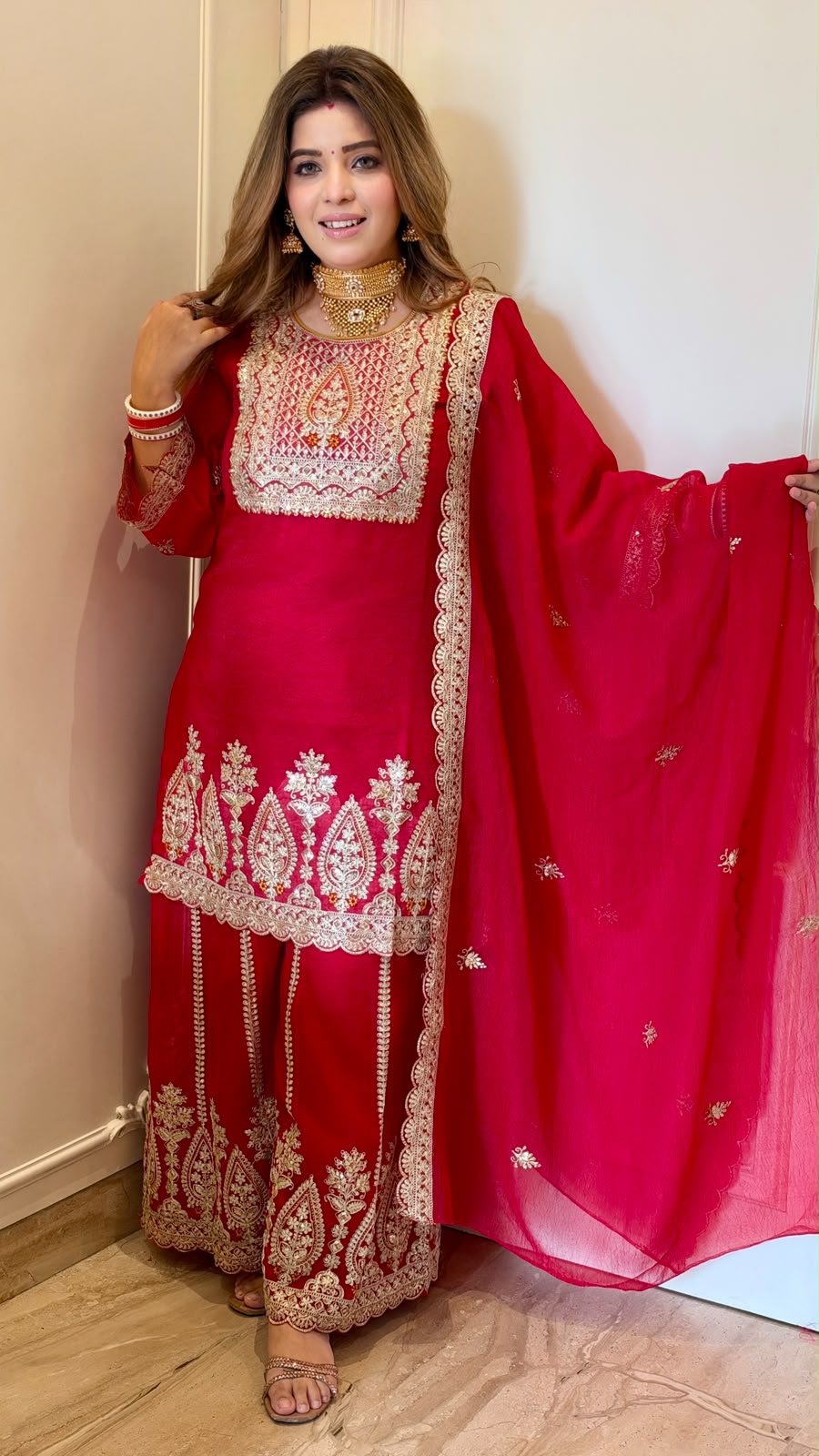 Kani Palazzo Suit Set- Pink