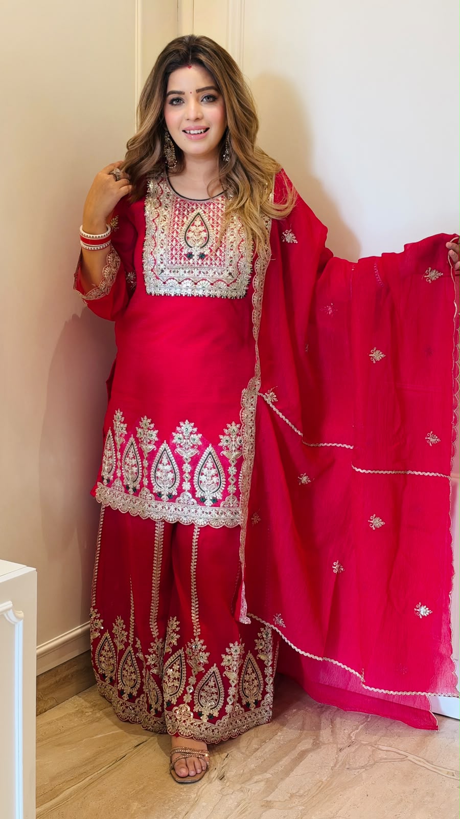 Kani Palazzo Suit Set- Pink