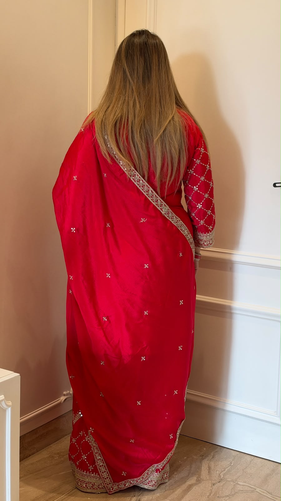 Lavi Chinnon Palazzo Suit Set- Red, Pink