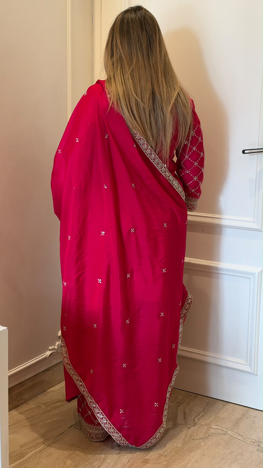 Lavi Chinnon Palazzo Suit Set- Red, Pink