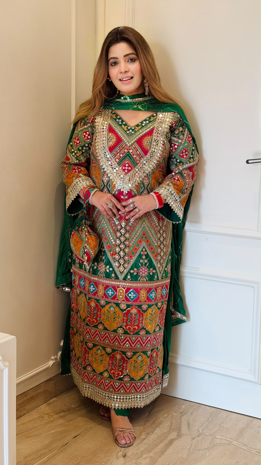 Nimi Firaan Suit Set- Purple, Green