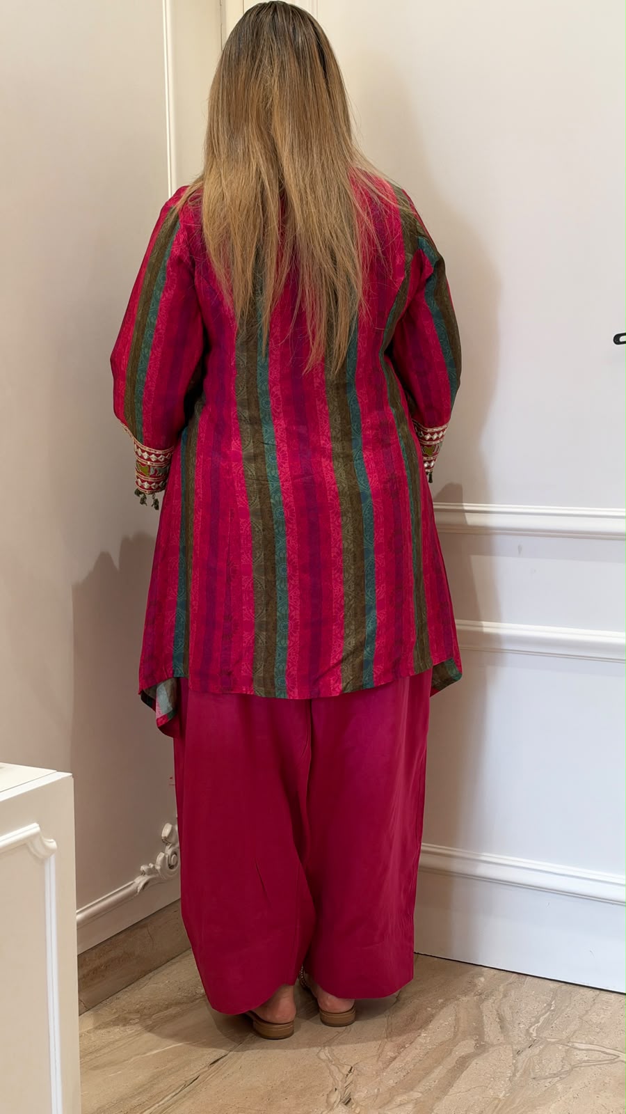 Rashita Organza Farshi Salwar Co-ord Set- Pink