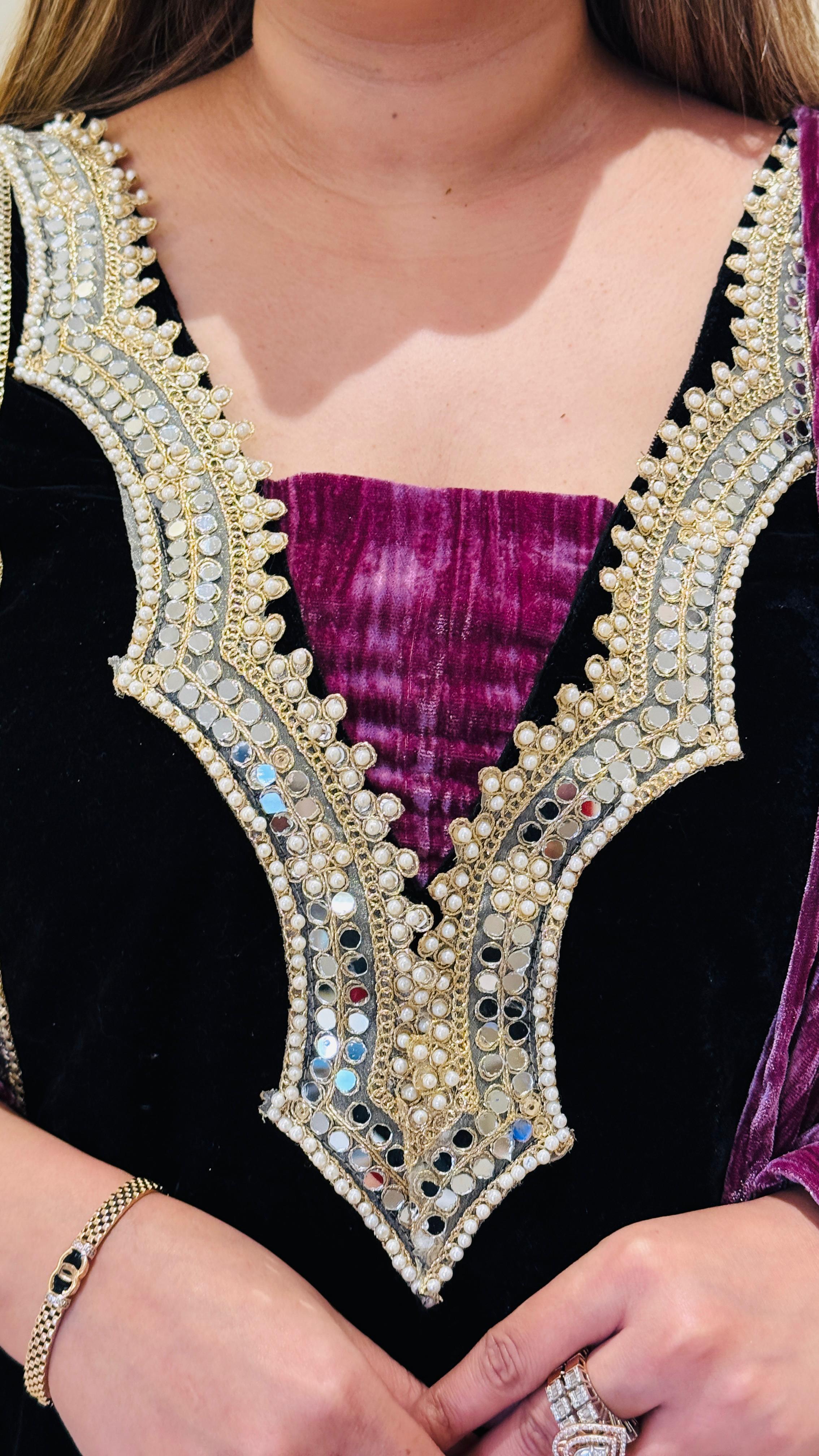 Velvet A-Line Suit with Mirror Work & Dupatta – Elegant Ethnic Wear by Selfie Kurtiz