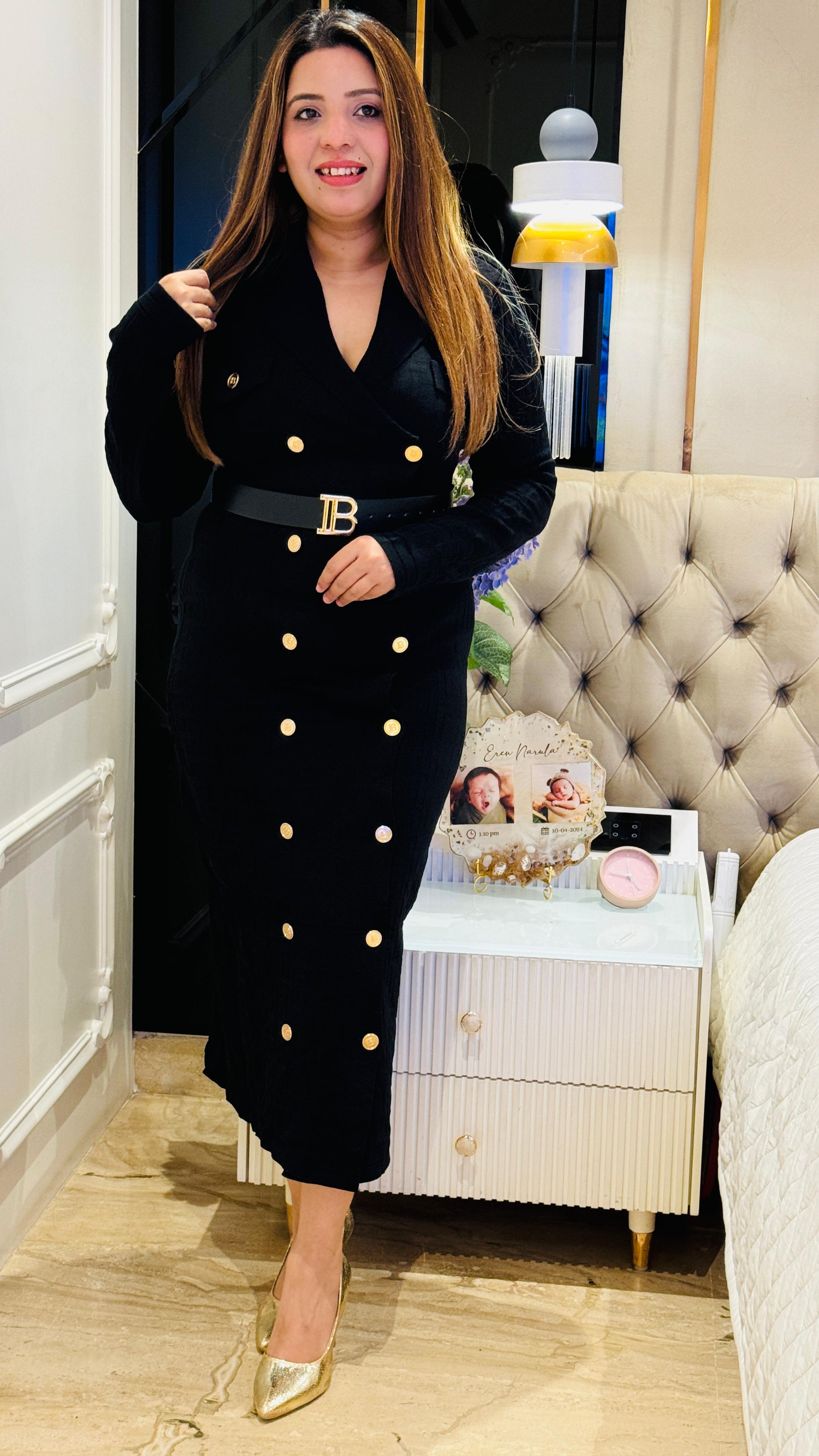 Stretchable Tunic Dress with Belt