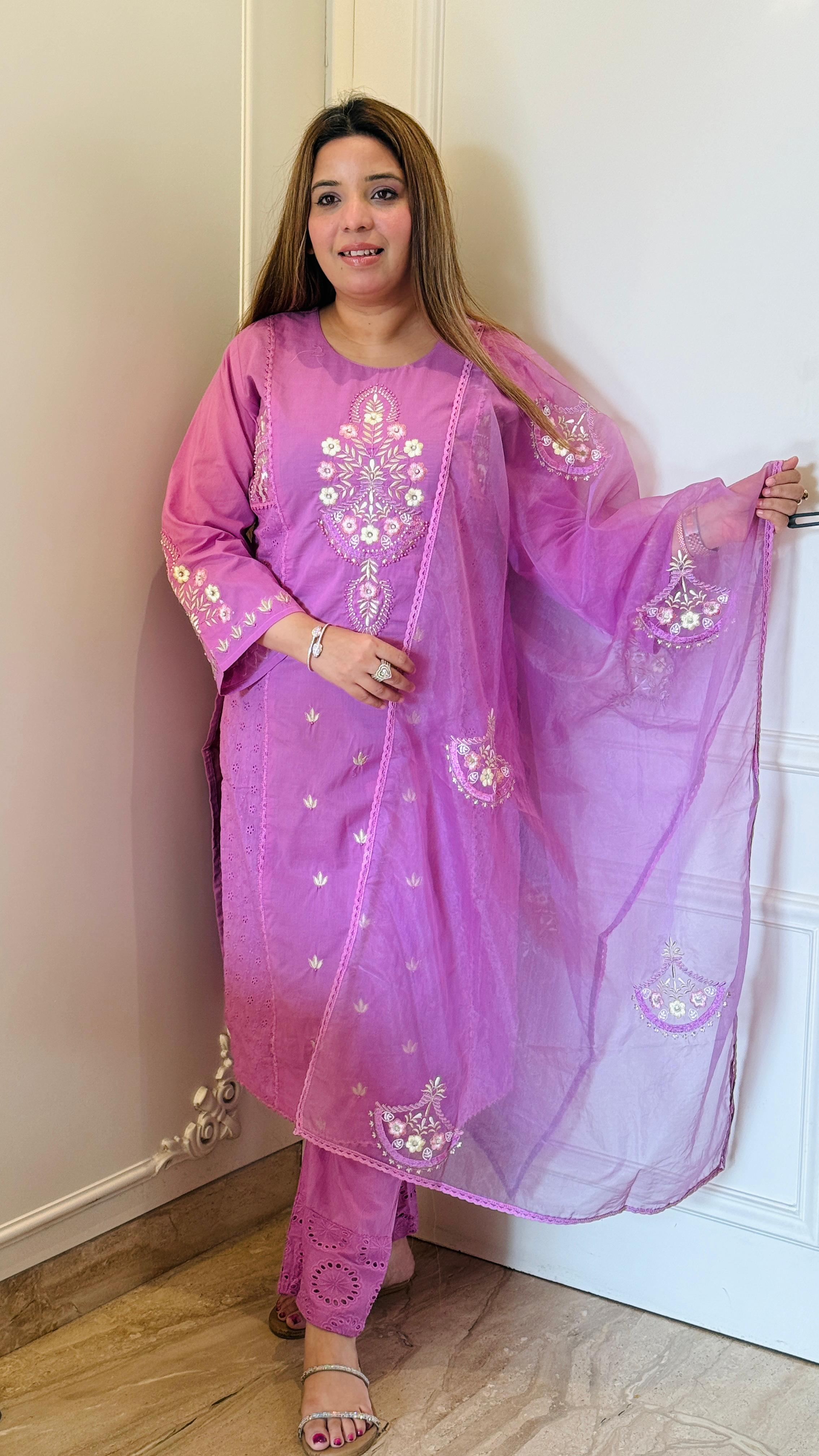 Blue, Pink & Purple Noor Suit Set