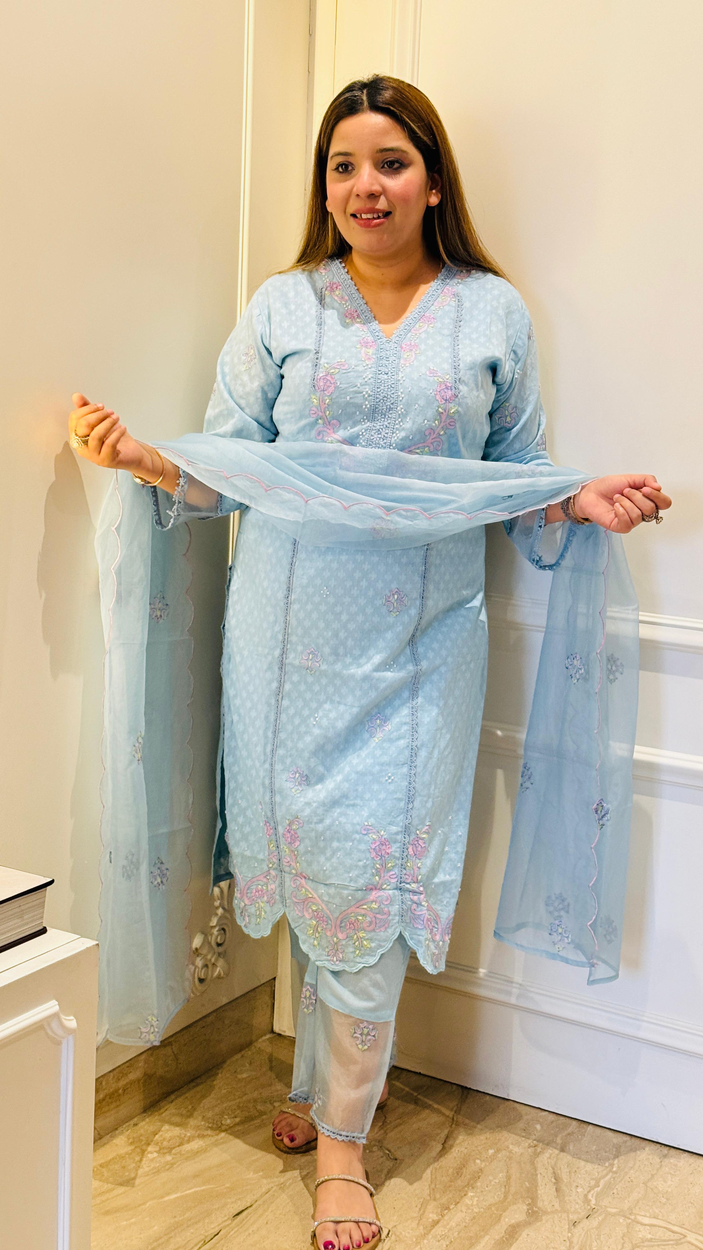 Zarwa Royale Suit Set –  Blue & Green