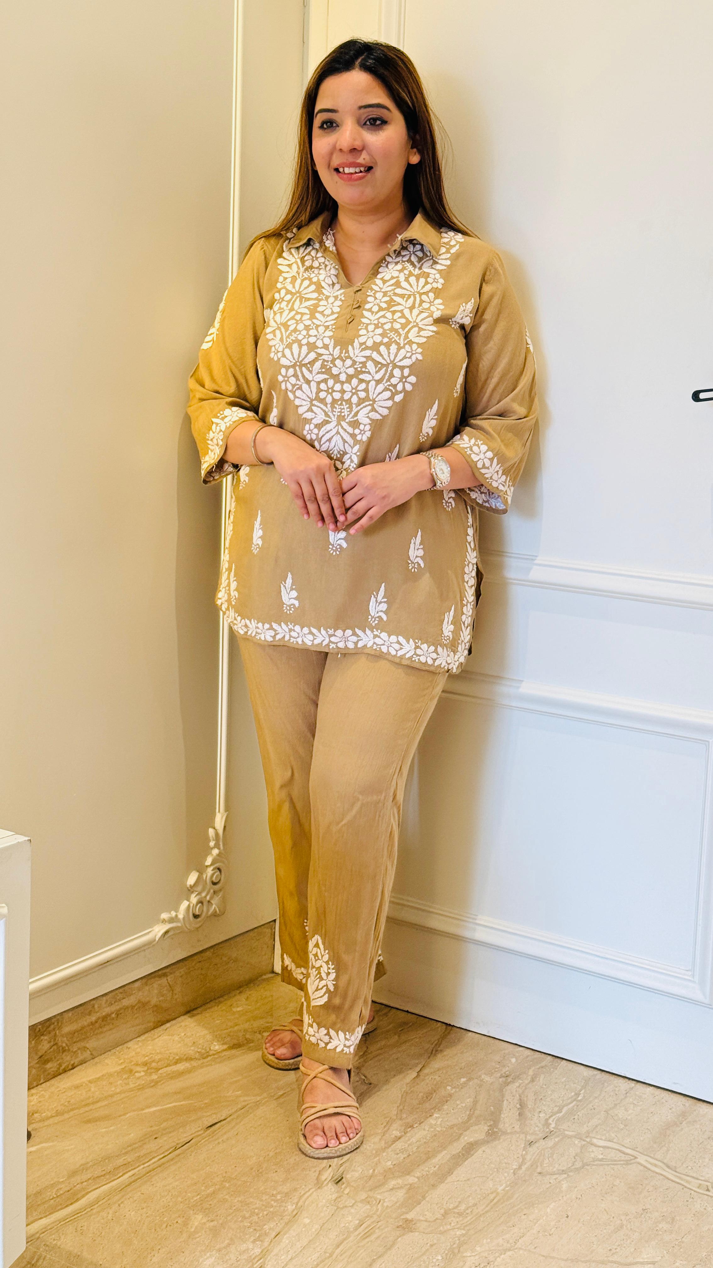 Blue, Red, Pink, Beige, Yellow & Green Royal Lakhnavi Co-ord Set