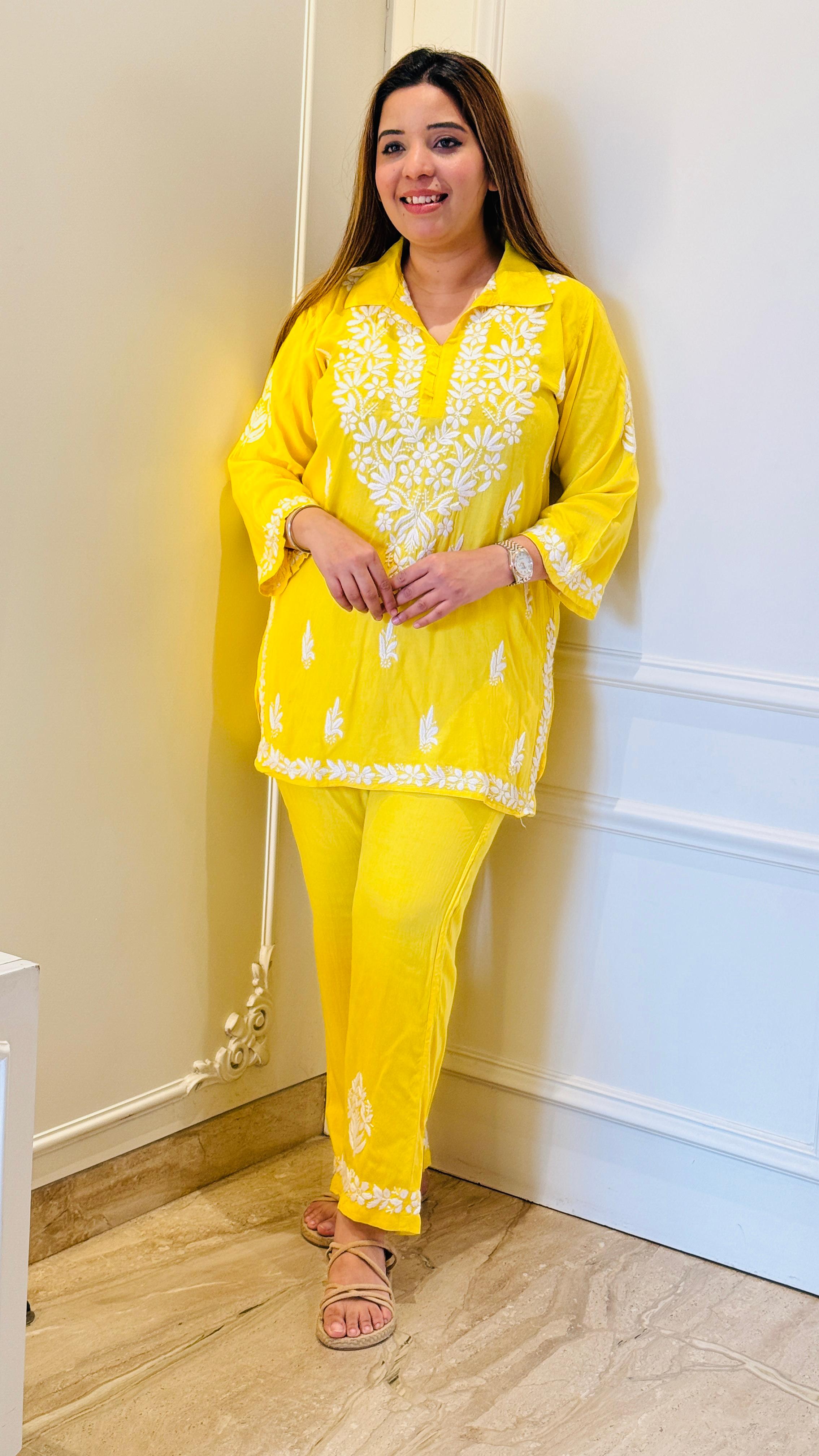 Blue, Red, Pink, Beige, Yellow & Green Royal Lakhnavi Co-ord Set