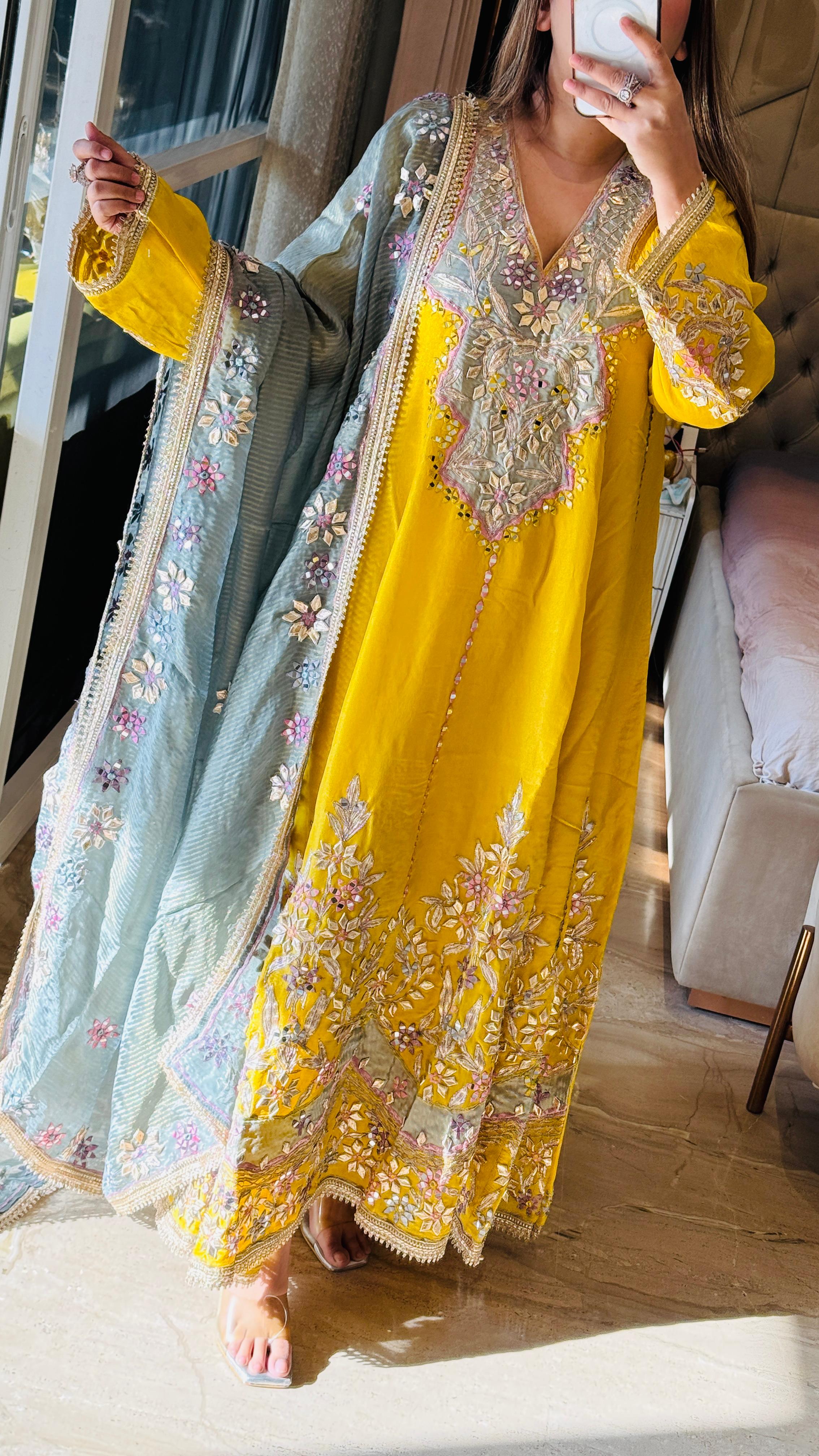 Lavender, Pink, Yellow & Sky Blue Graceful Anarkali Set