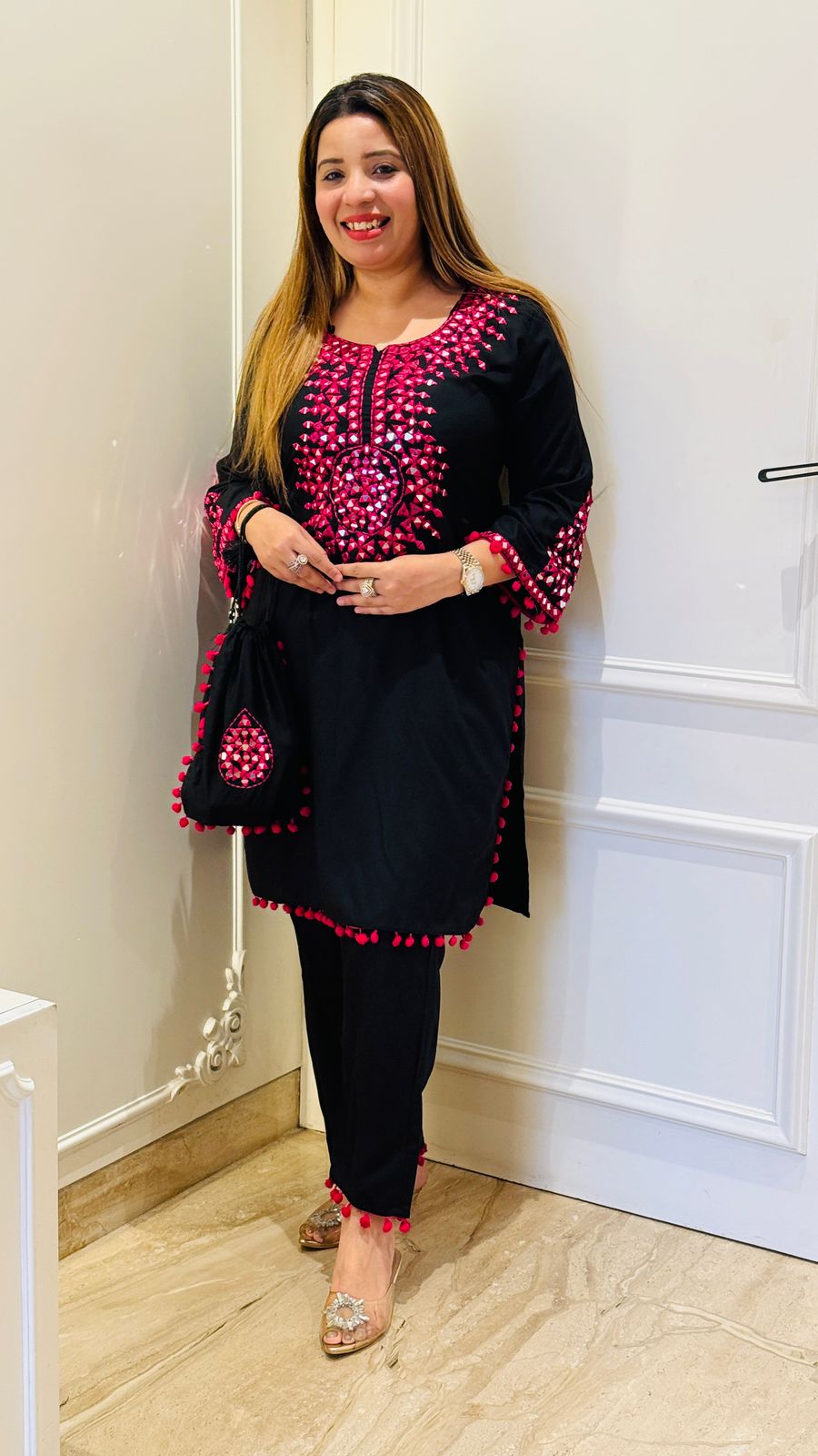 Mirror Glow Rayon Cordset (Black)