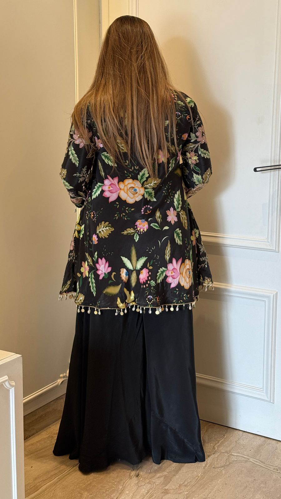 Aura Digital Peplum Plazo (Black)