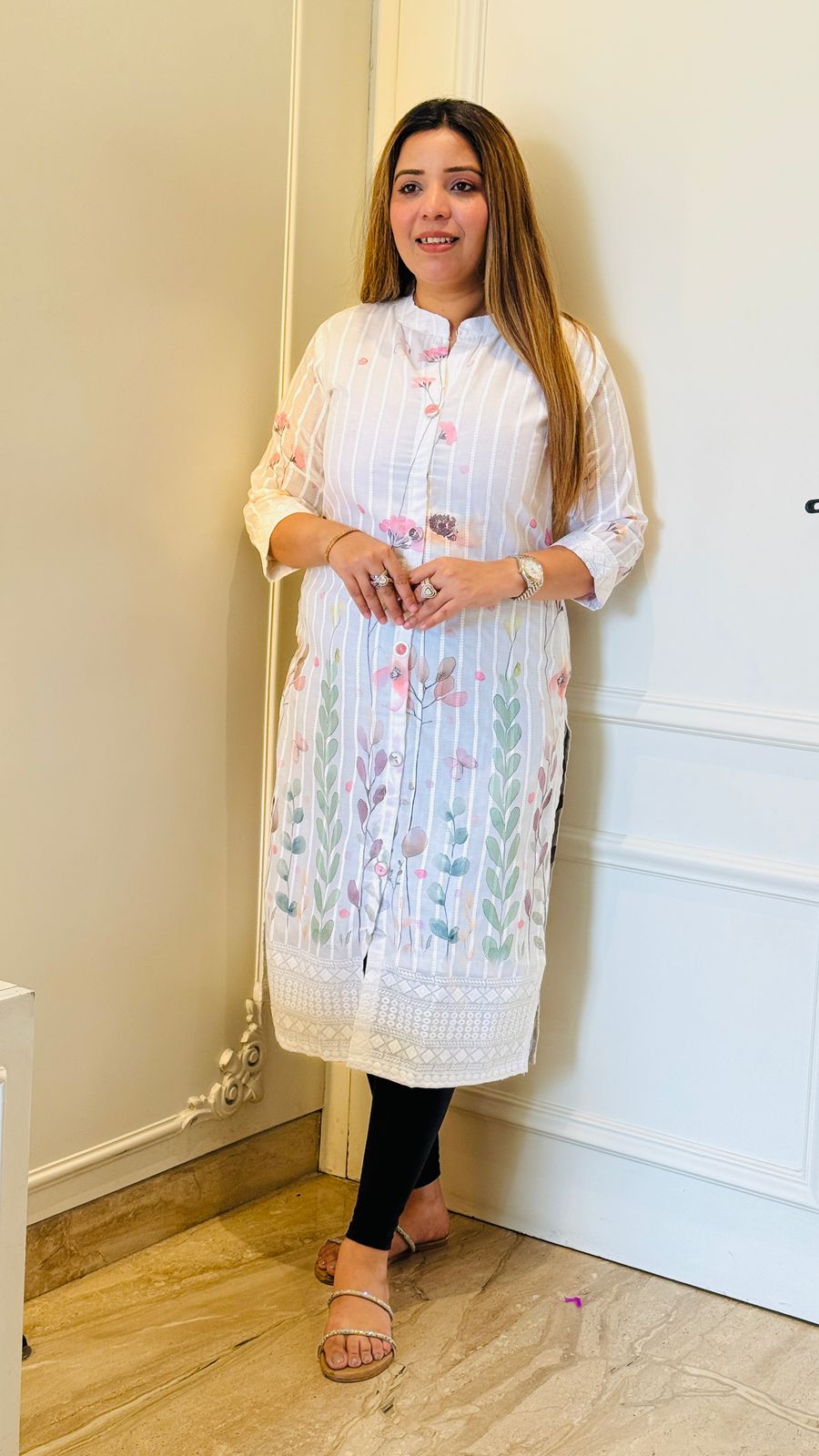 Aarvi Elegant Handcrafted Kurta (Baby Pink)