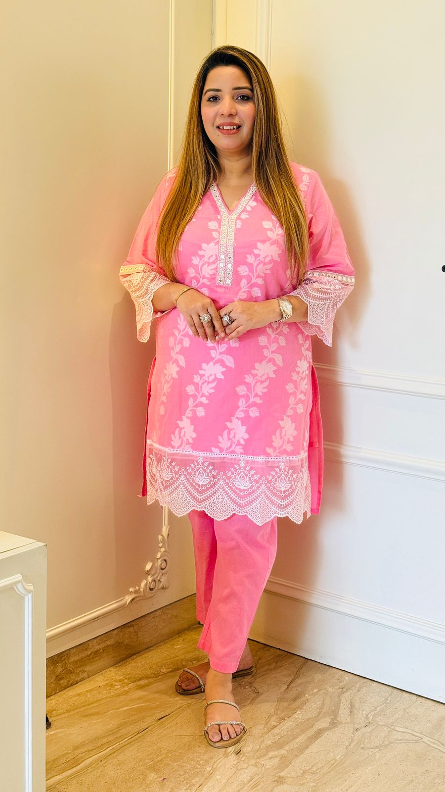 Lace Luxe Co-ord (White, Pink, Beige)