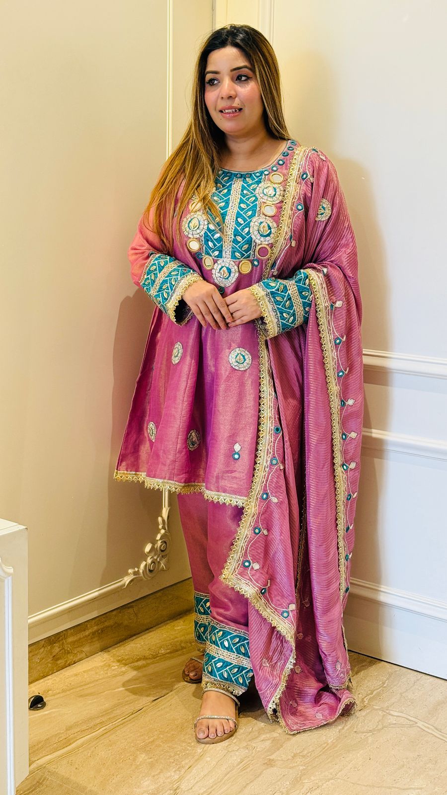 Twinkle Stone Lurex Suit Set (Mustard, Purple, Blue)