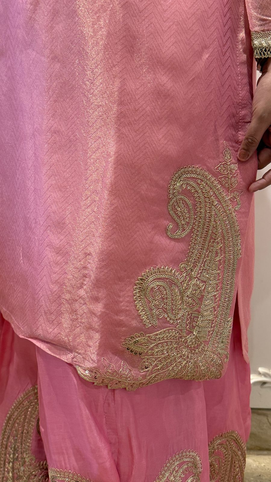 Shimmer Luxe Plazo Set - Yellow, Pink