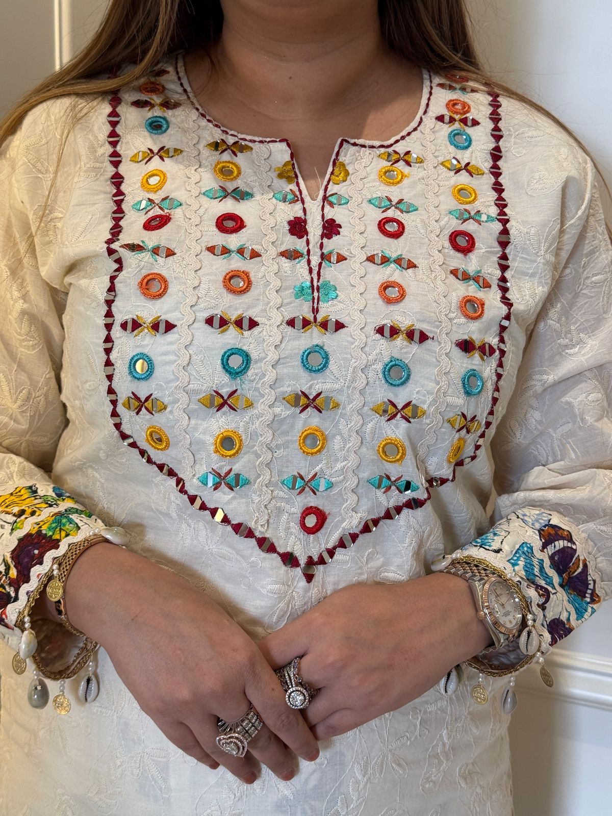 Mira Schiffli Cordset (White)