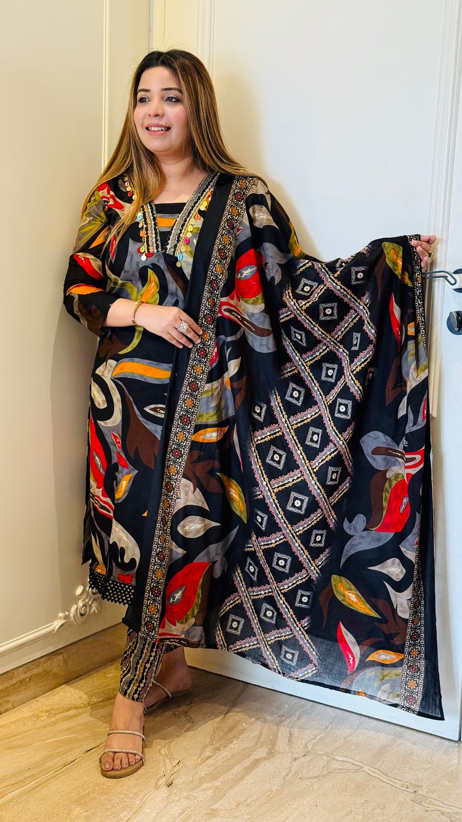 Noor Cotton Print Set (Black, White)