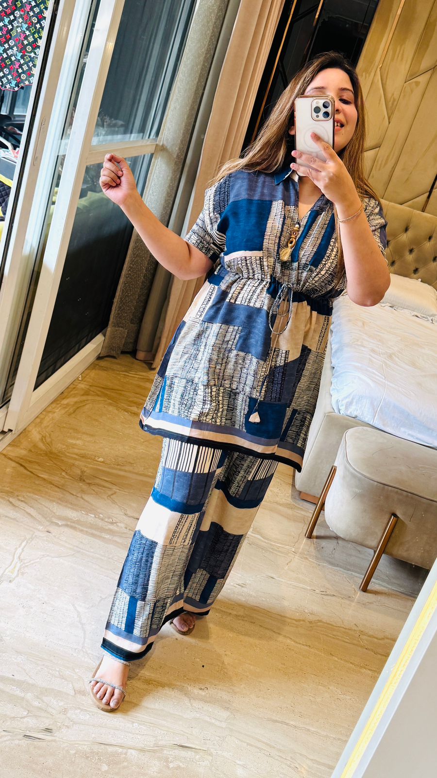 Zehra Kaftan Set- Purple, Blue