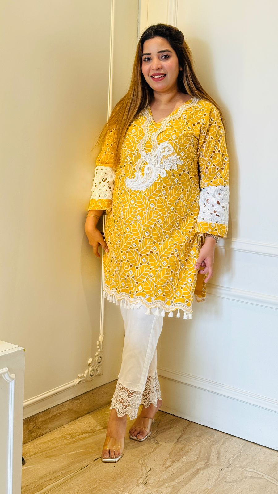 Noor Schiffli Cordset- Yellow, Blue