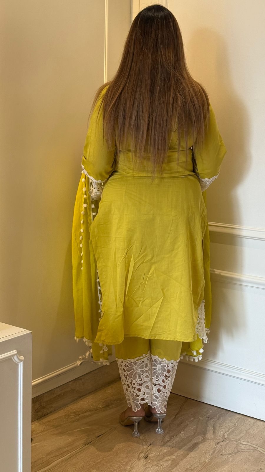 Naira  Cotton Suit Set- Yellow