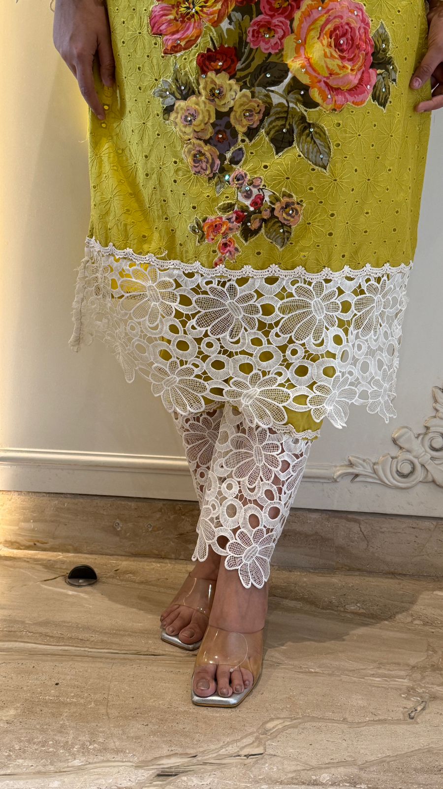 Naira  Cotton Suit Set- Yellow