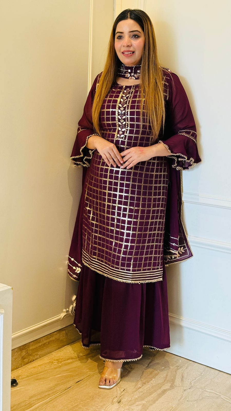 Zehra Sharara Set- Blue, Purple