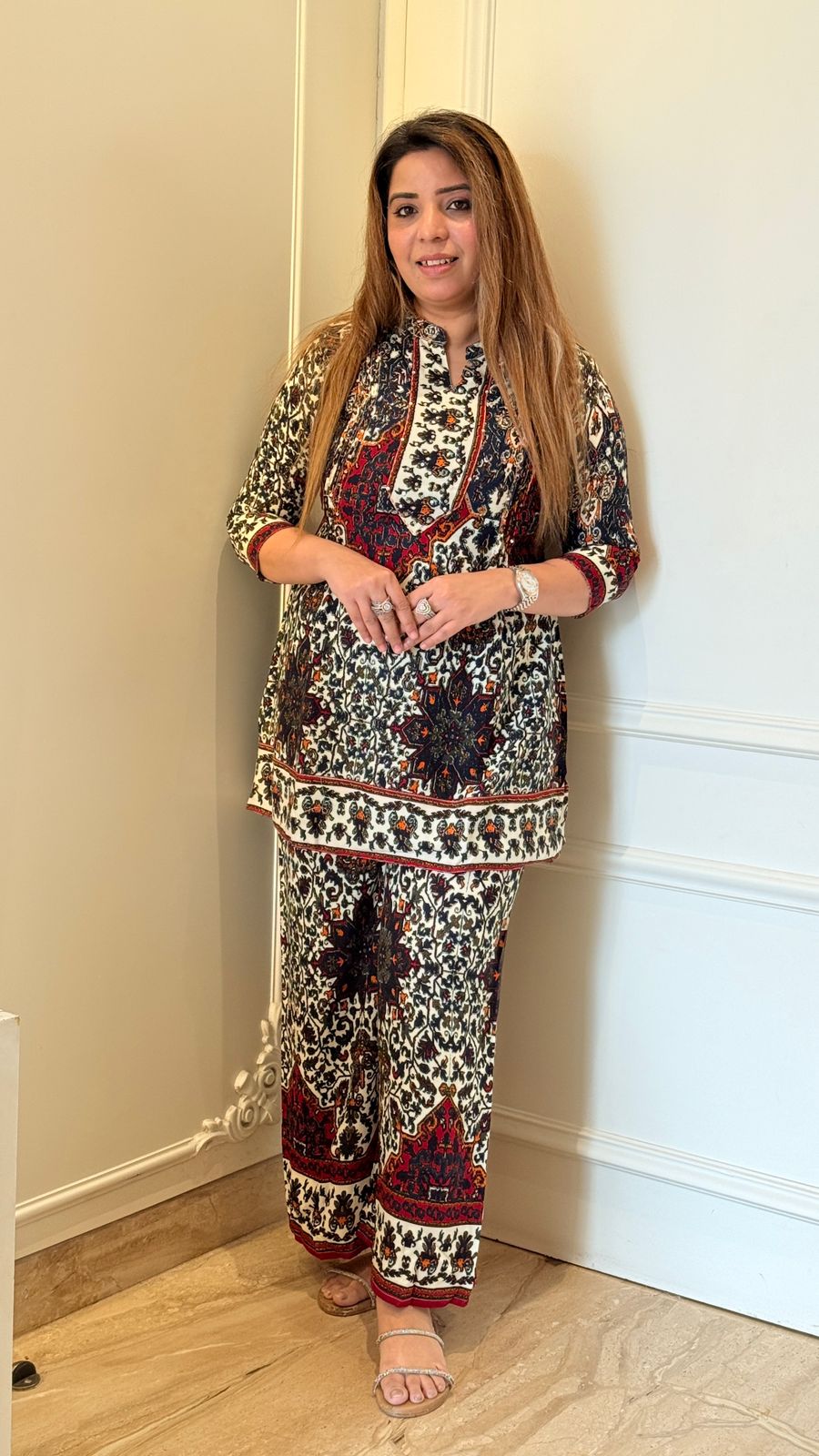 Naira Cord Set- Orange, Black