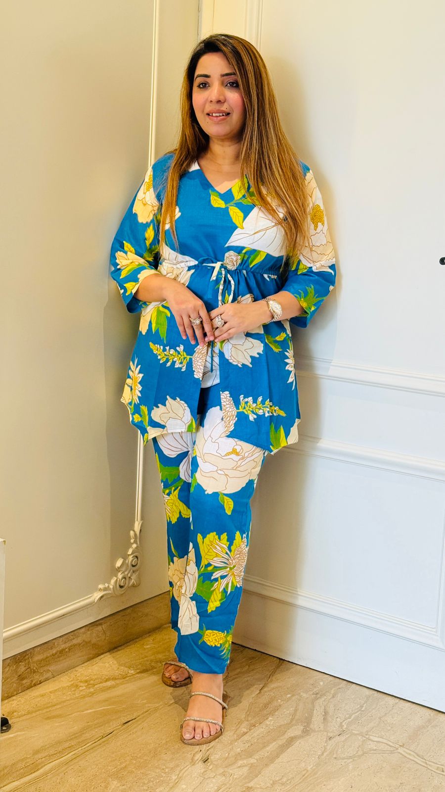 Naira Kaftan with Bottom- Blue