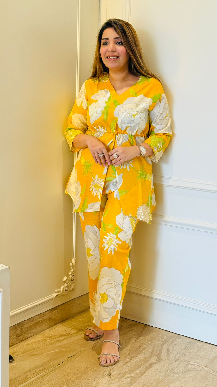 Inaaya Kaftan Set- Yellow