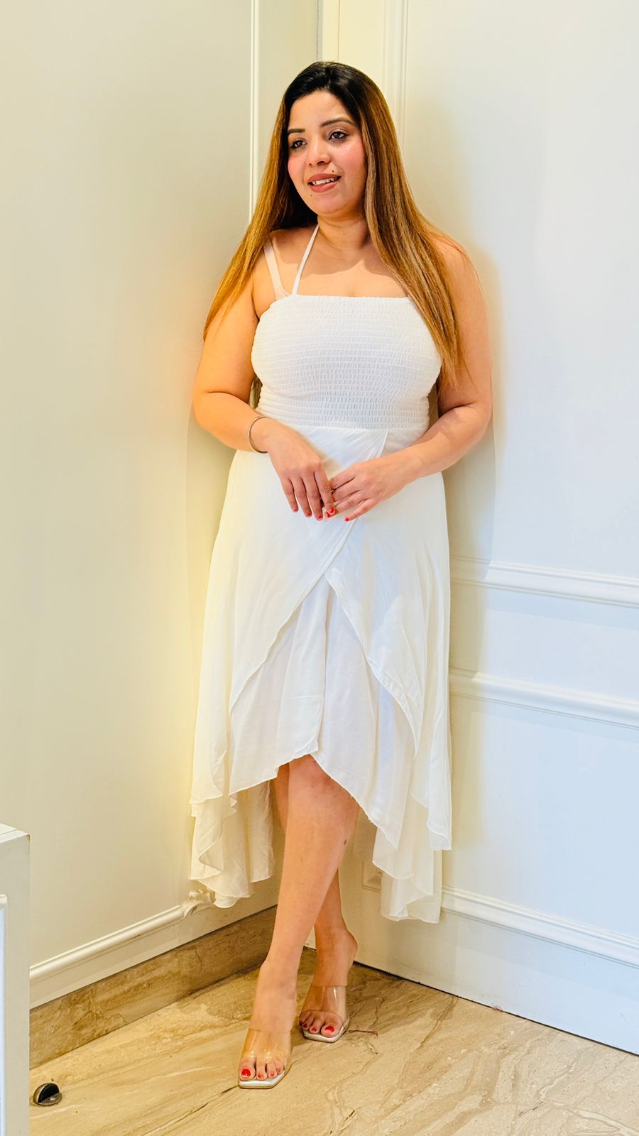 Myra Tail-Cut Dress- Black, White