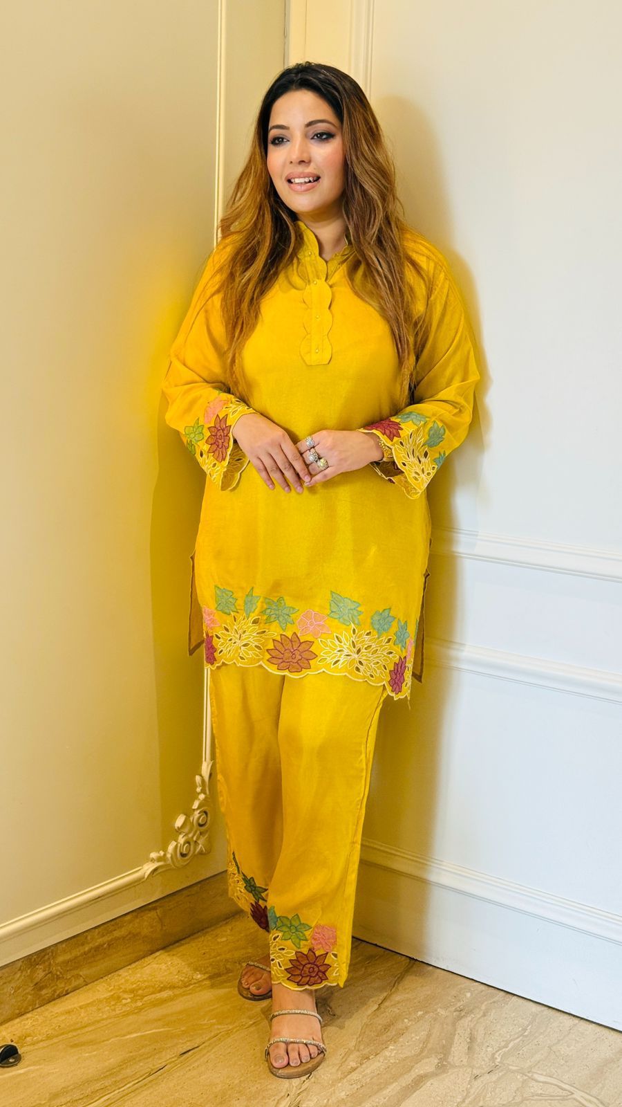 Nyaira Silk Cordset- Yellow, Blue