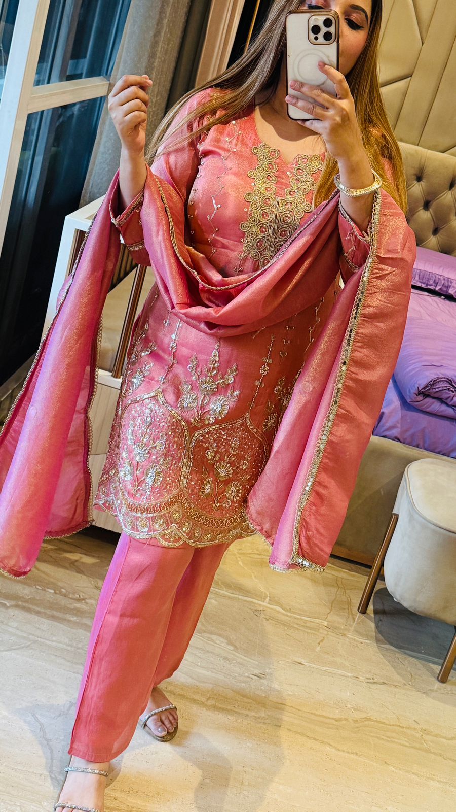 Ziya Suit Set- Yellow, Pink