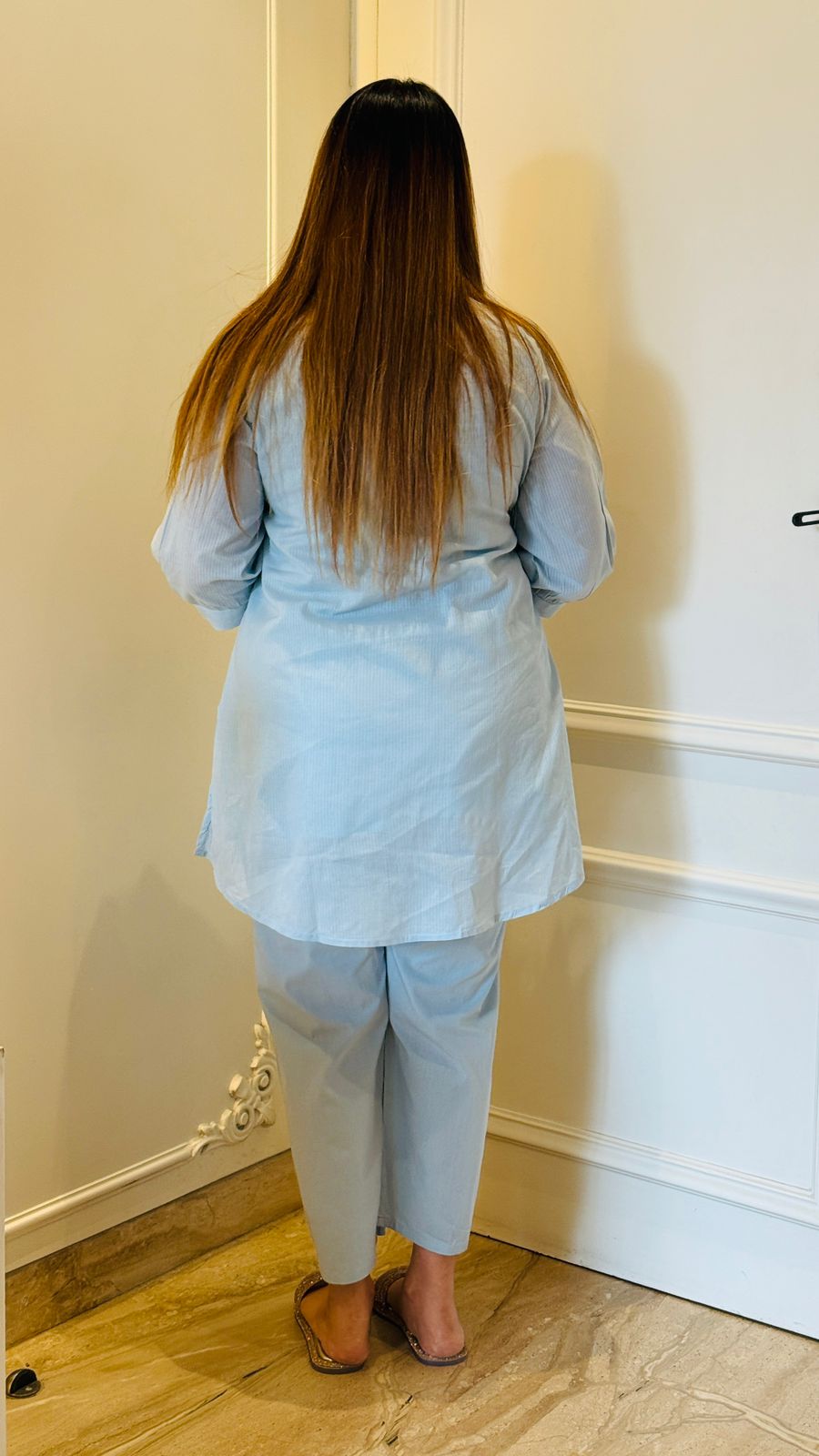 Taarini Embroidered Cordset- Blue