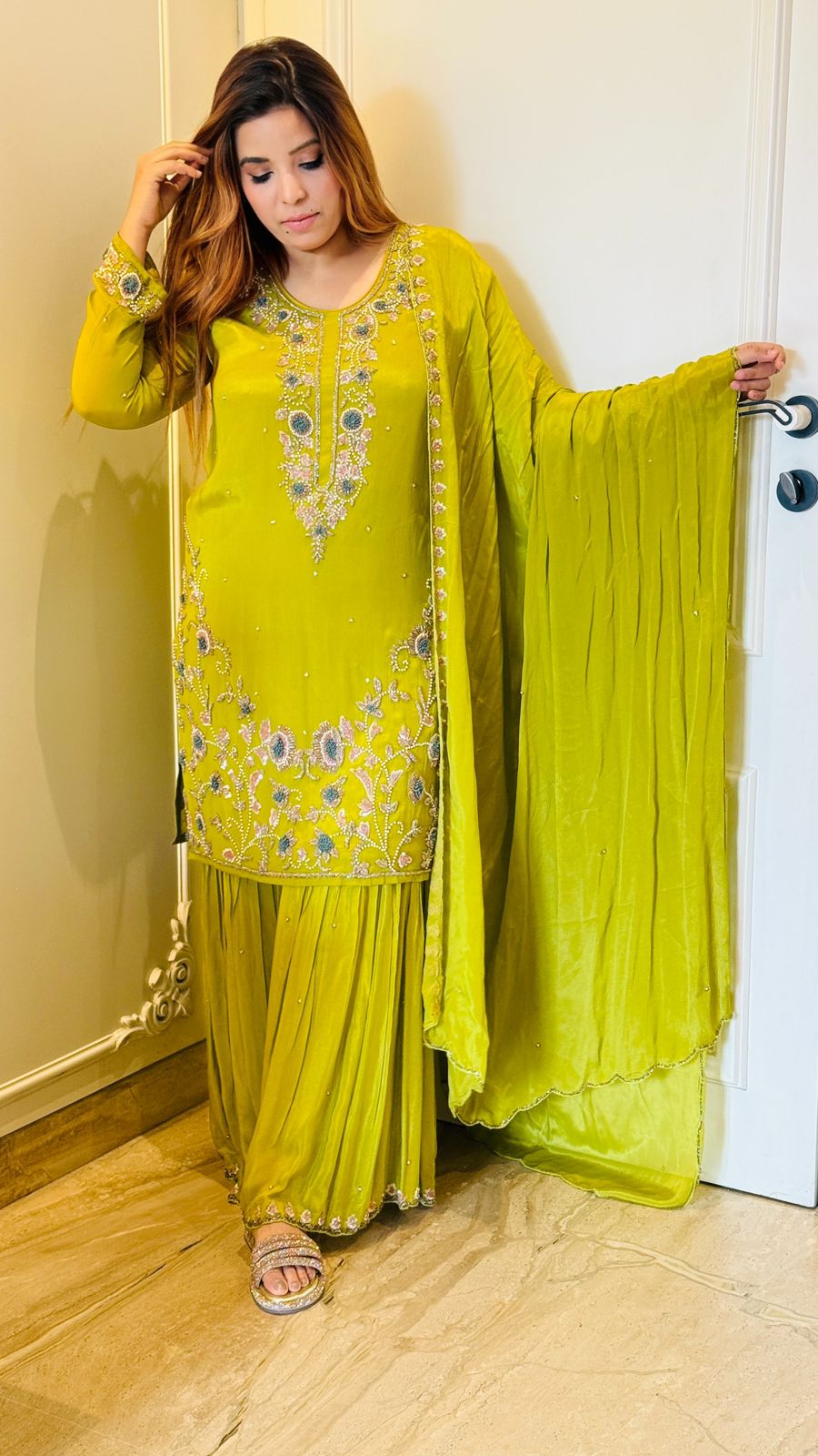 Ishya Sharara Set- Purple, Yellow