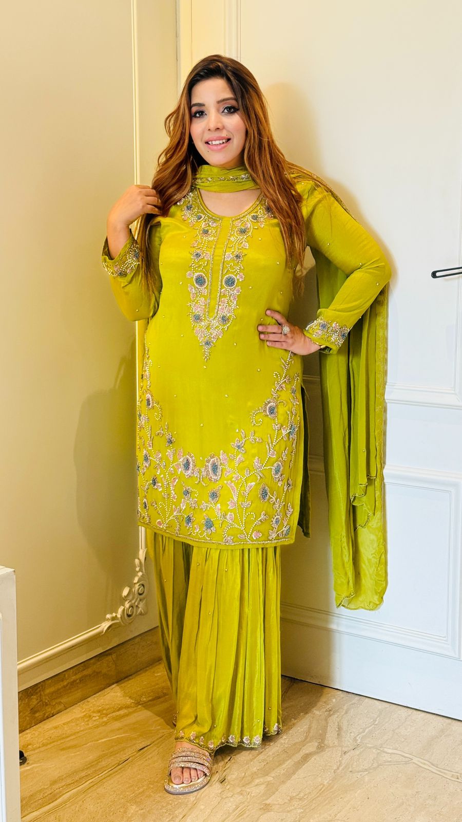 Ishya Sharara Set- Purple, Yellow